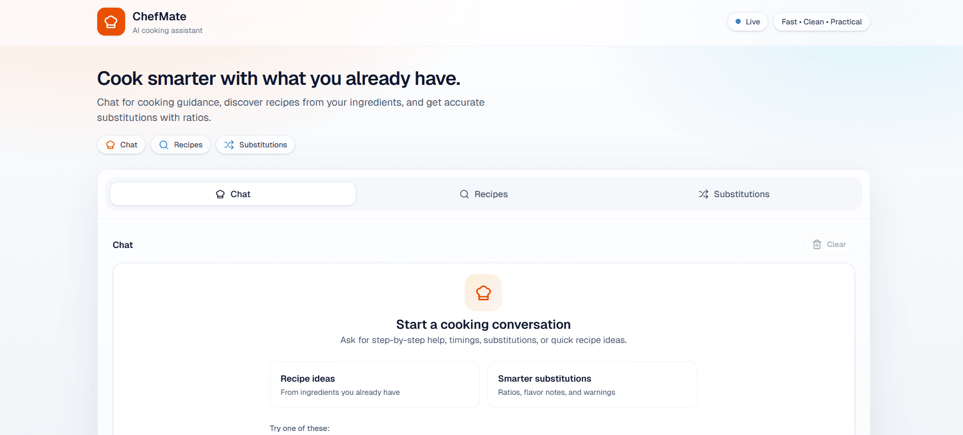Screenshot of ChefMate - AI Cooking Assistant - AI/ML project