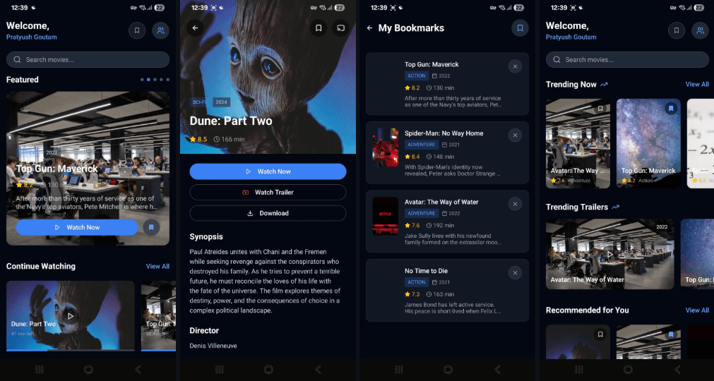 Screenshot of MovieBox - React Native Movie App made with Expo - Mobile Development project