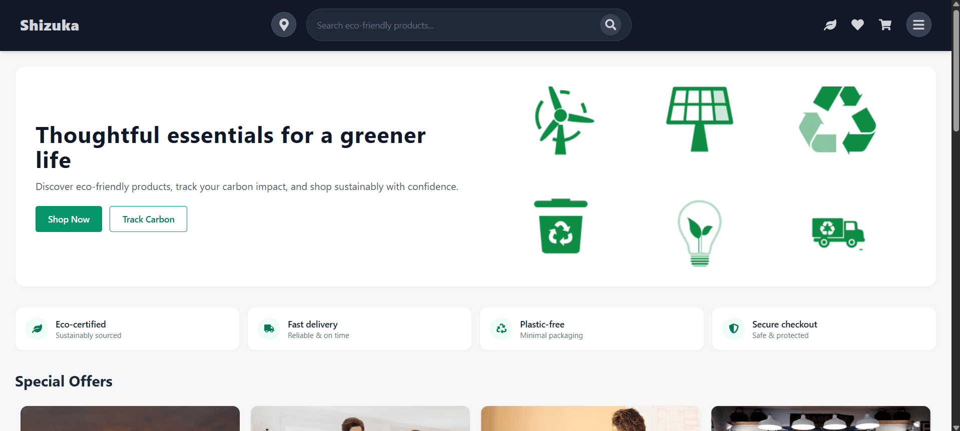 Screenshot of GreenKart - Sustainable Ecommerce Platform - Full Stack project